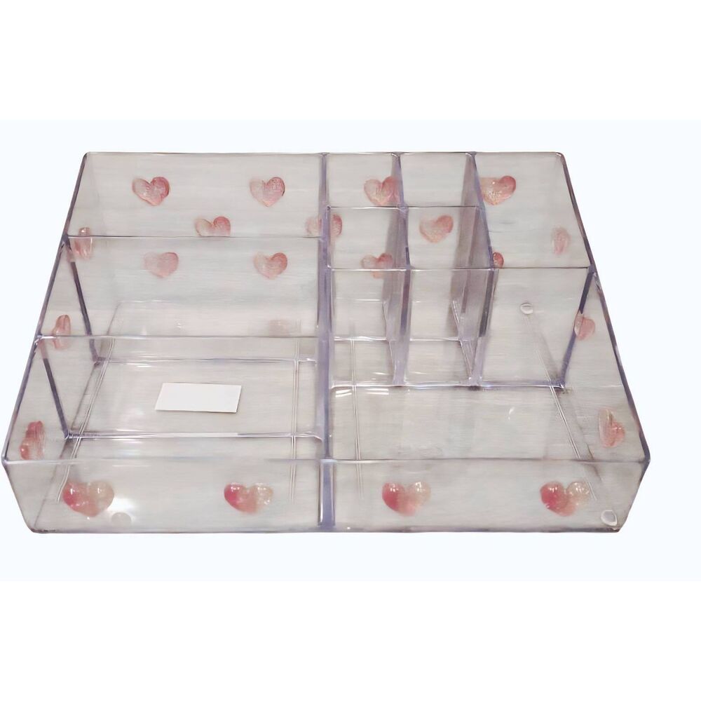 At Home Clear 3D Heart-Patterned Sectioned Cosmetic Organizer